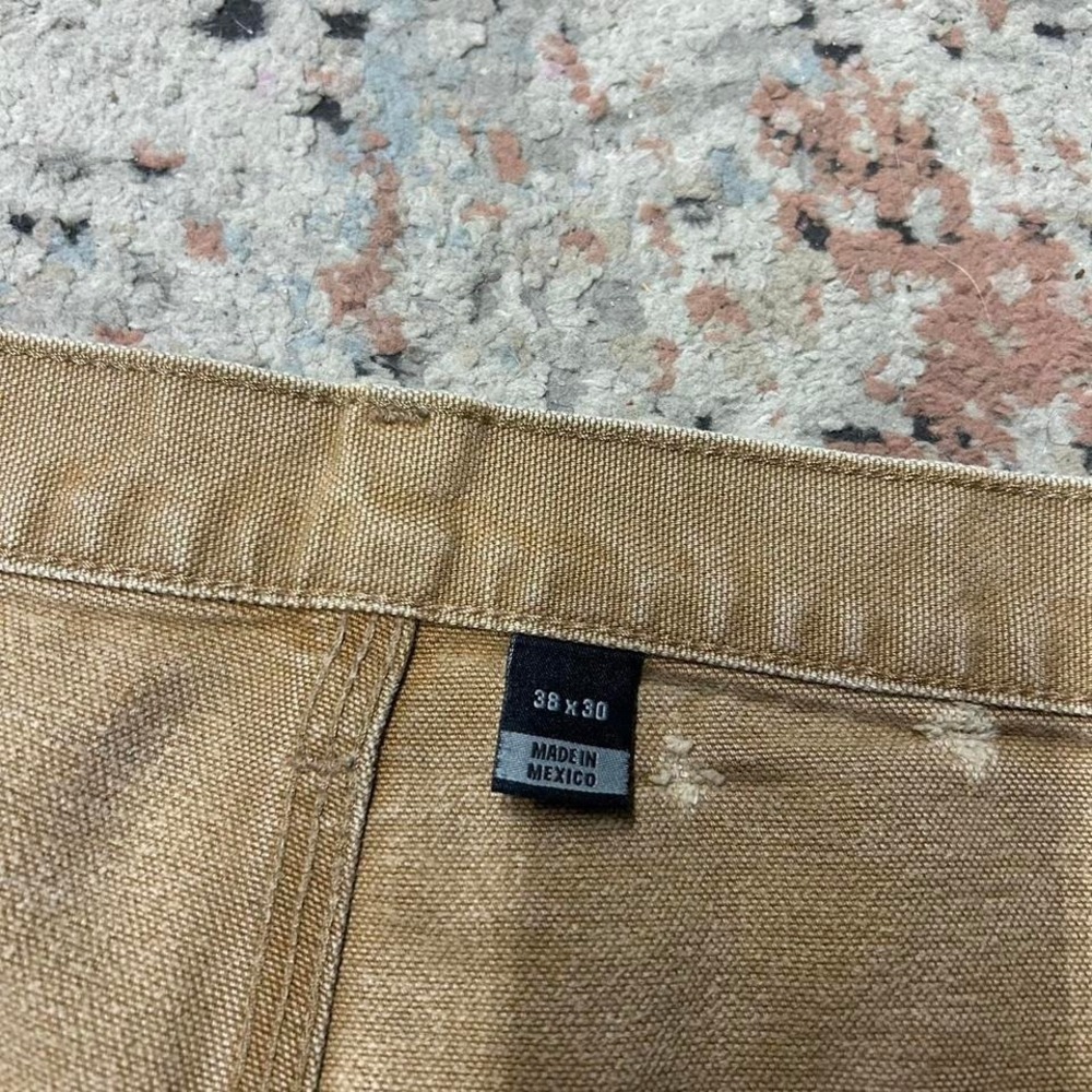 Carhartt Pants Mens 38x30 Tan Double Knee Workwear B136 BRN Carpenter Distressed - Picture 3 of 8